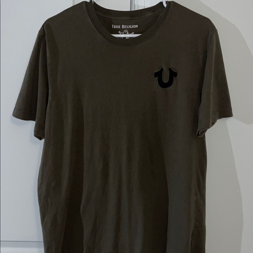 True Religion Brand Denim soft cotton Olive Green summer short sleeve t shirt L